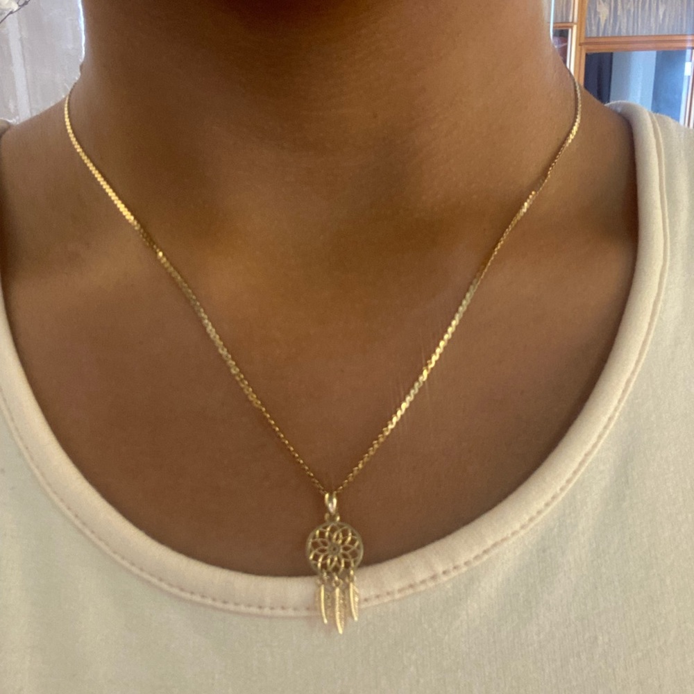 14kt gold dream catcher necklace